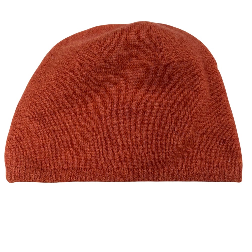 Echo Womens Burnt Orange 100% Cashmere Knit Beanie Skull Cap Hat RN 26128